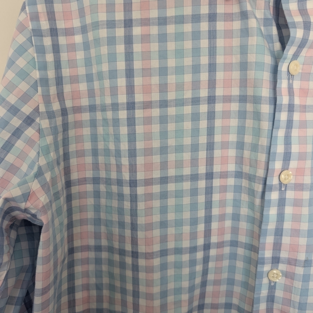 Peter Millar Shirt Men's Medium Multicolor Gingham Pattern Spring Easter - Picture 2 of 8